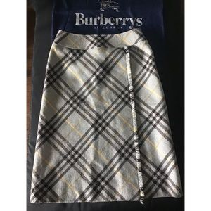❤️BURBERRY of London Wool Plaid Midi Skirt